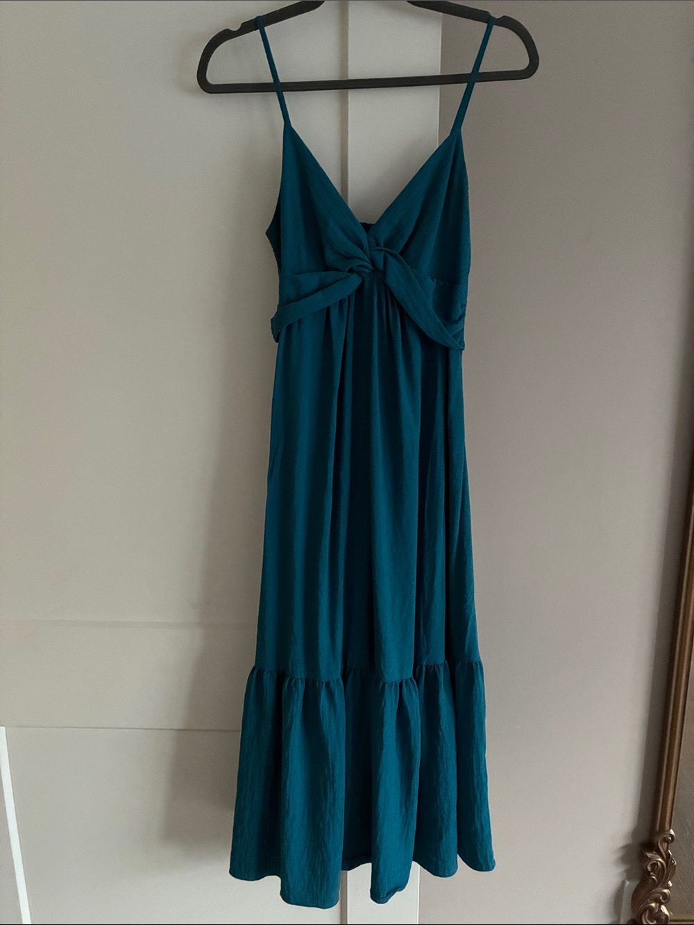 Teal Knot-Front Maxi Dress